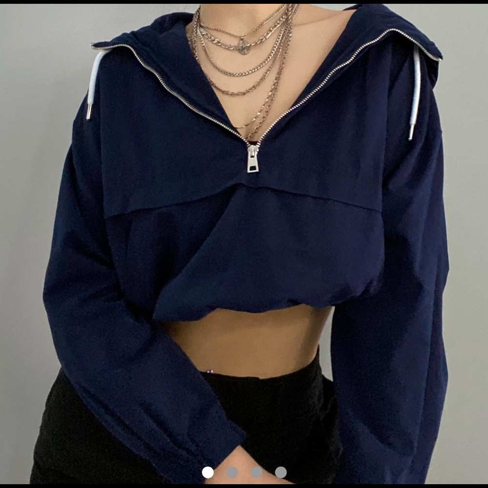 Navy blue windbreaker